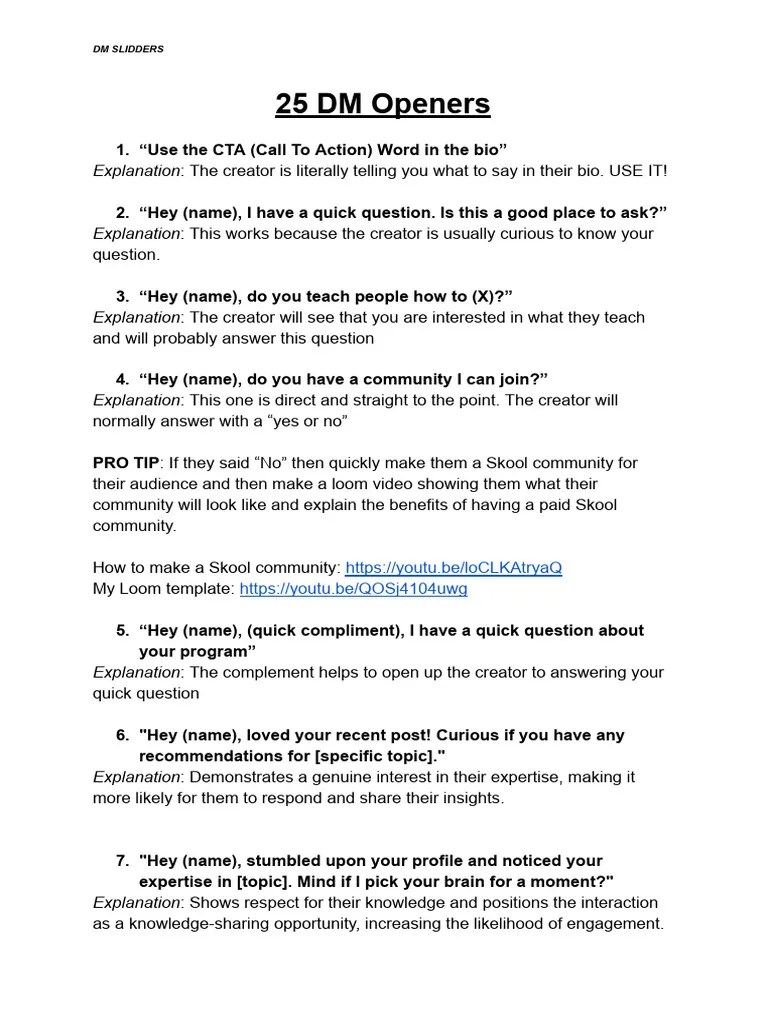 25_DM_Openers PDF Mentorship Learning