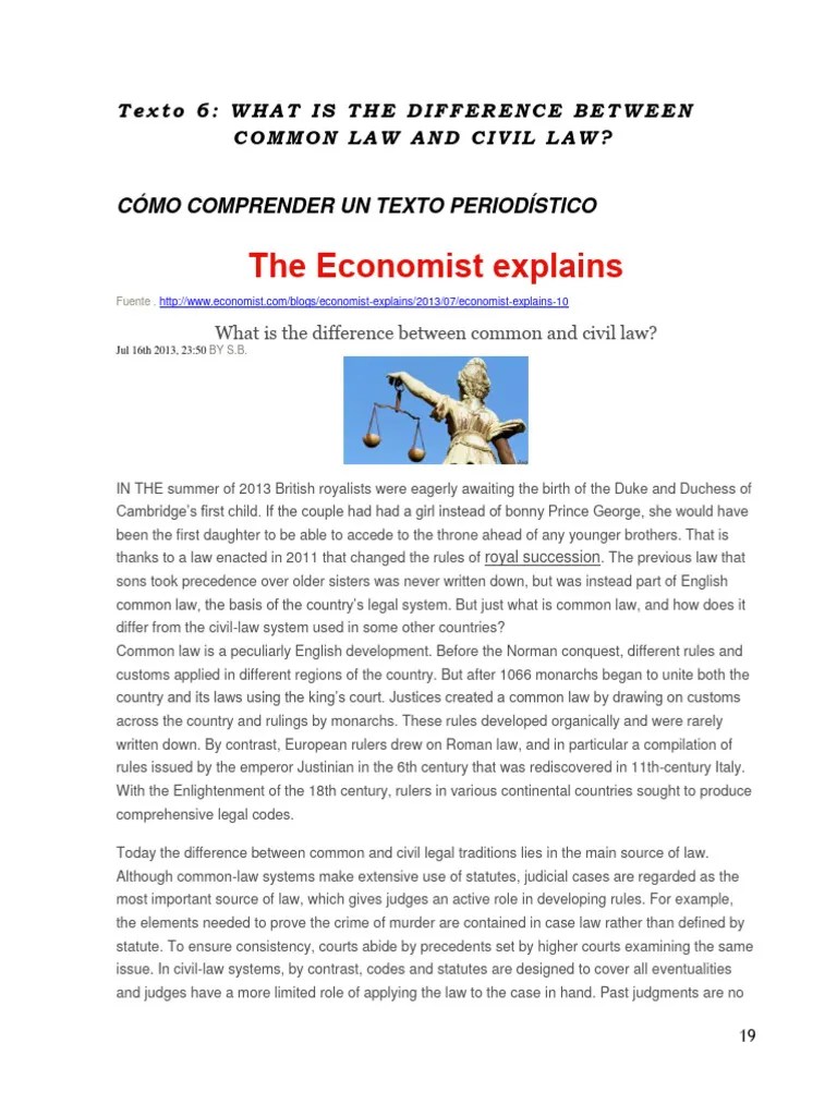 What Is The Difference Between Common Law and Civil Law PDF Common