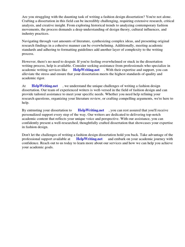 Fashion Design Dissertation Examples PDF Fashion Thesis