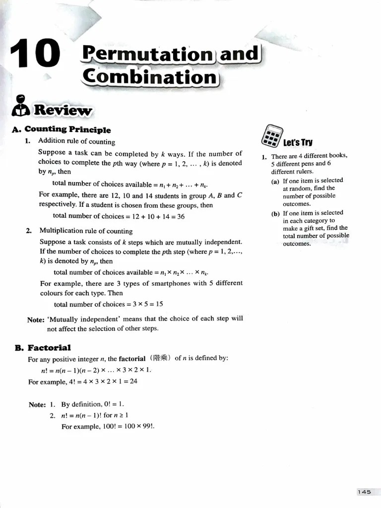 Permutations and CombinationsHKDSE Exam Series— Integrated Practices