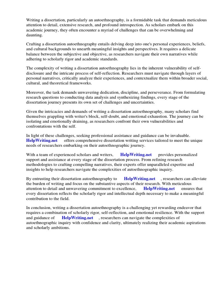 Dissertation Autoethnography PDF Thesis