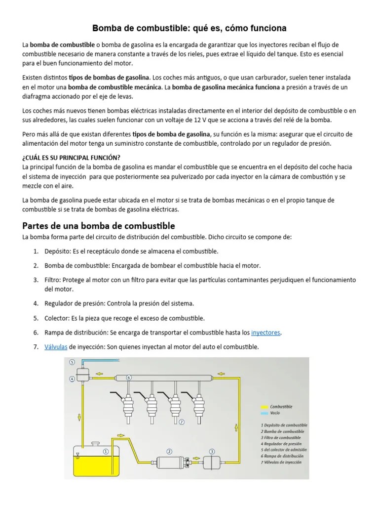 Funcionamiento de Bomba de Combustible. | PDF | Inyección de