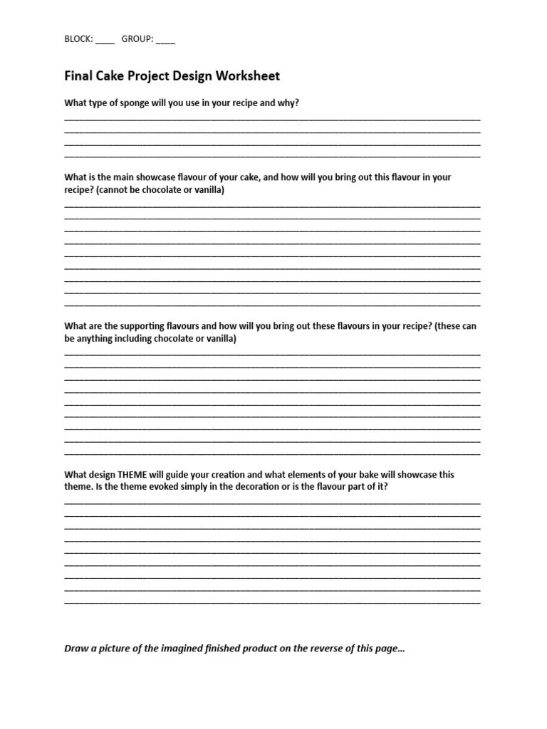 Cake Final Design Worksheet. PDF Desserts Baked Goods