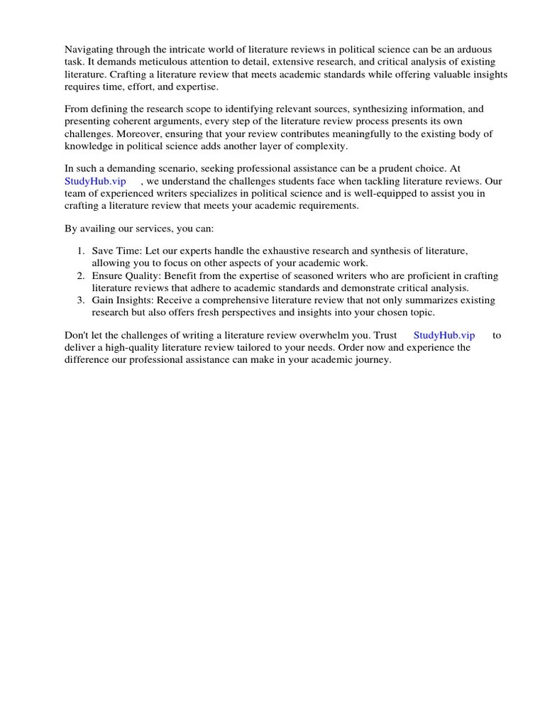 Literature Review Political Science Example PDF Academic Publishing