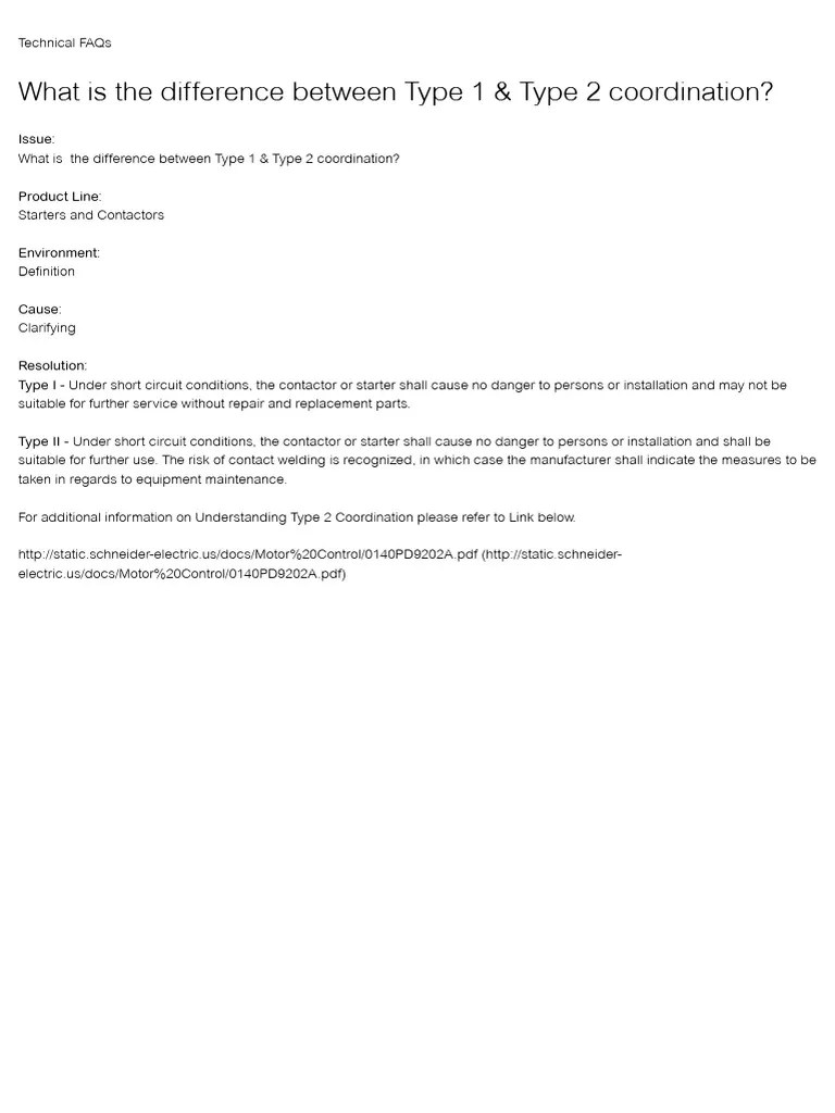 What Is The Difference Between Type 1 & Type 2 Coordination PDF