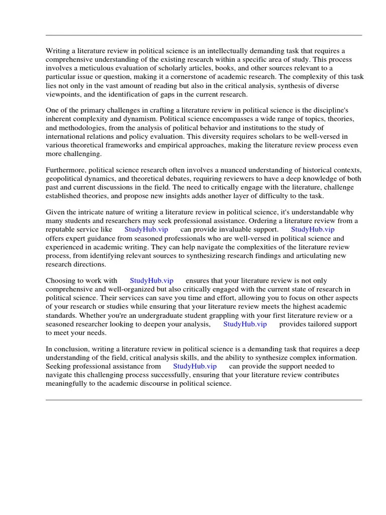 Writing A Literature Review Political Science PDF Methodology Science