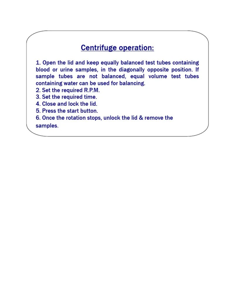 Centrifuge Operating Instructions PDF