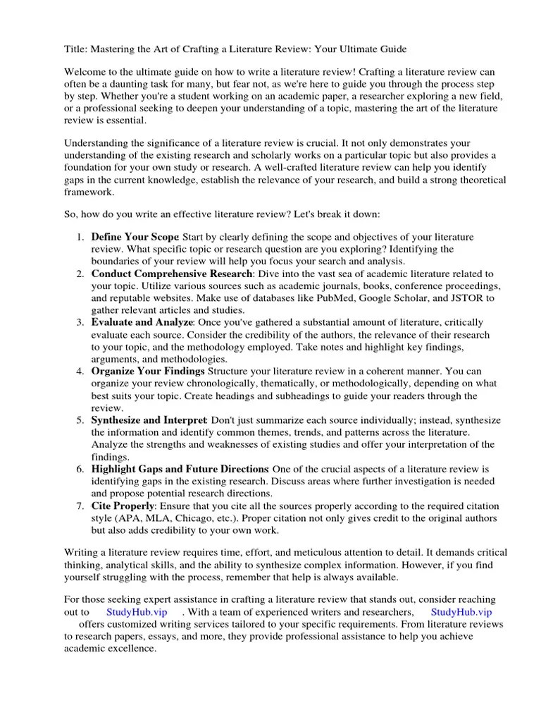 How To Write A Literature Review Wikihow PDF Literature Review Thesis