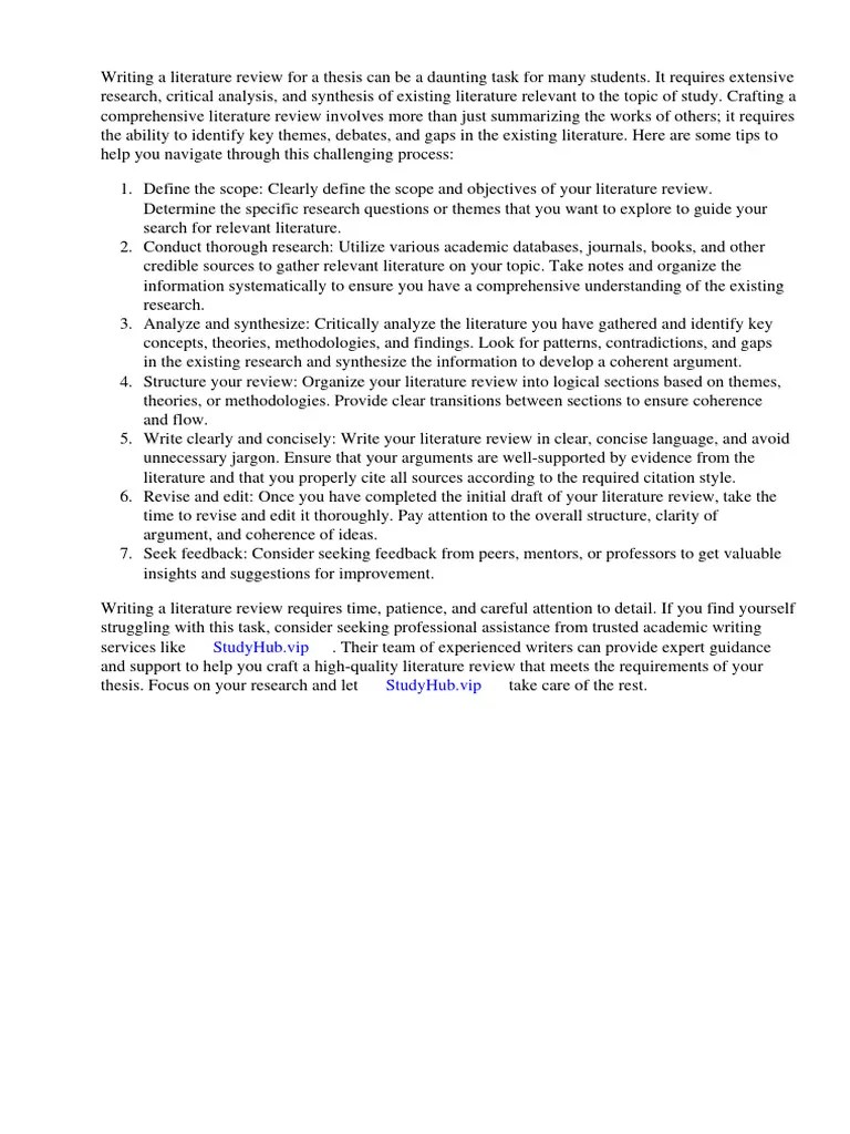 How To Write Literature Review For Thesis PDF Literature Review