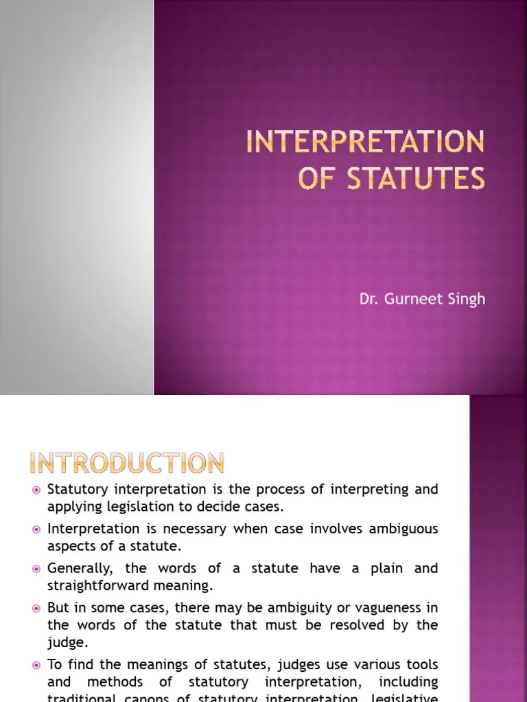 Interpretation of Statutes PDF Statutory Interpretation Plain