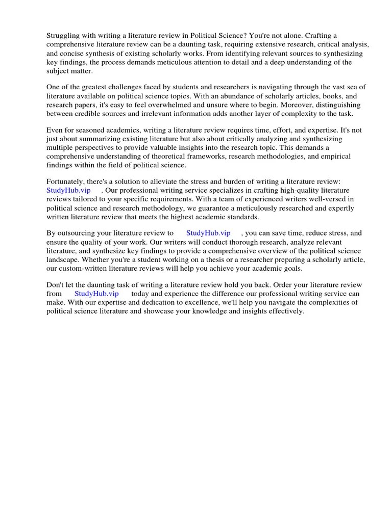 Example of A Literature Review Political Science PDF Citation