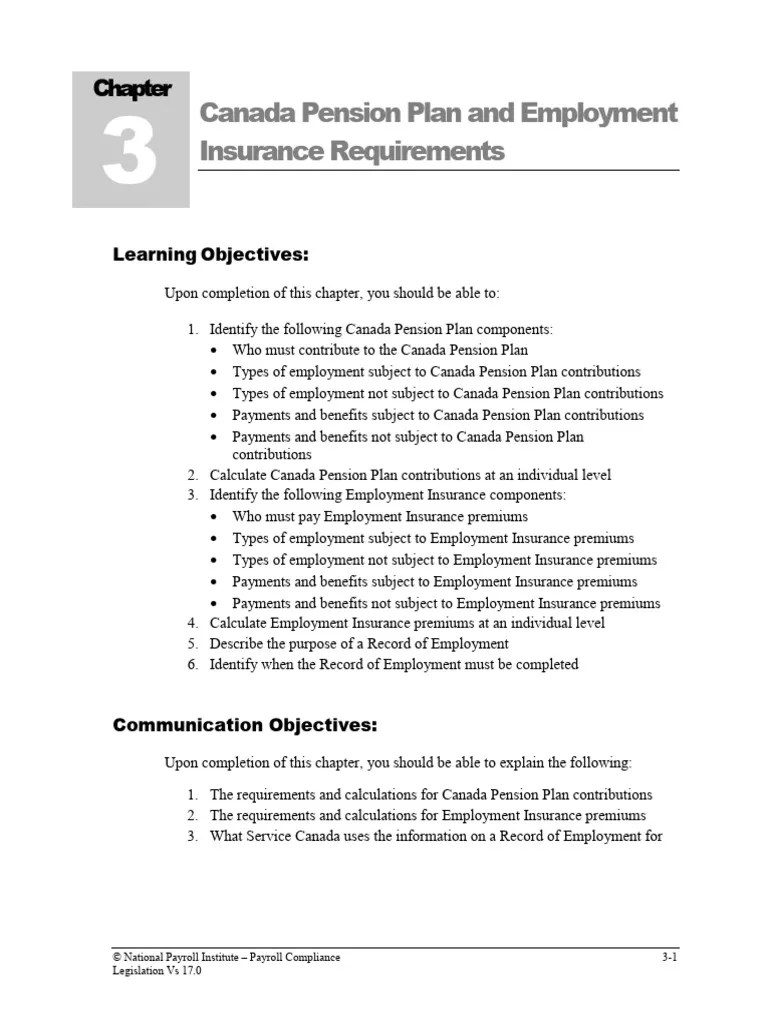 2023 PCL Chapter 3 CPP Ei Requirements PDF Payroll Tax Pension