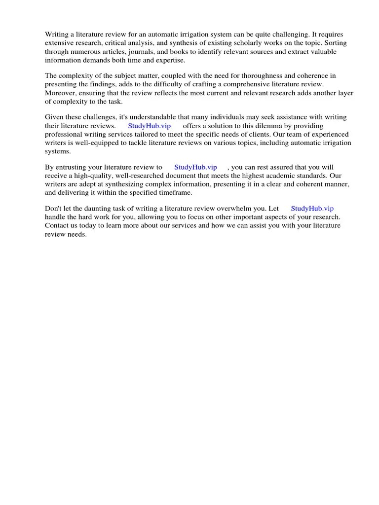Automatic Irrigation System Literature Review PDF