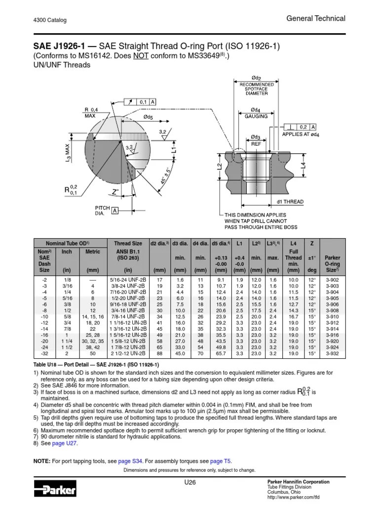 SAEJ1926 Port Reference Dimensions PDF Machining Tools