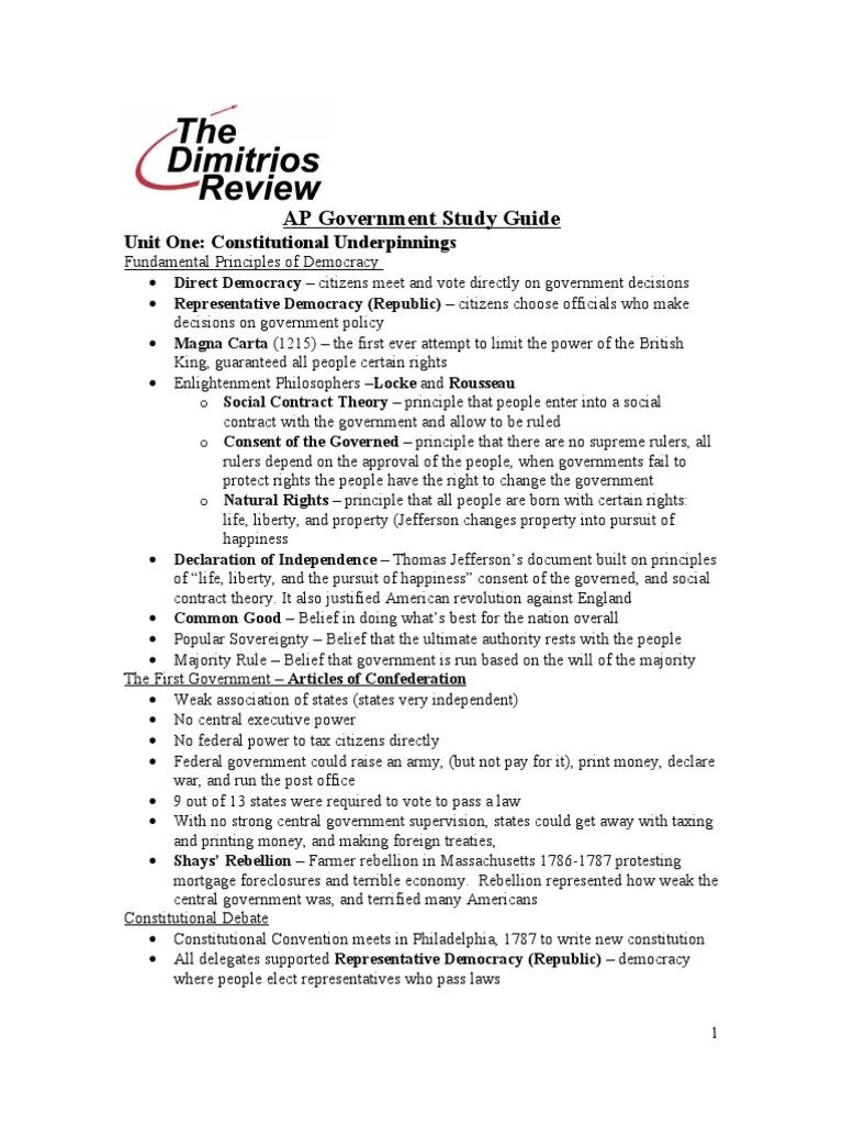 AP NSL Study Guide Precedent Federal Government Of The