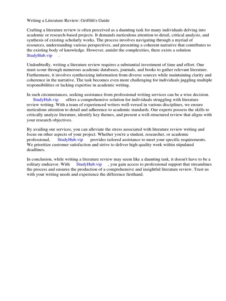 Writing a Literature Review Griffith PDF Literature Review Science