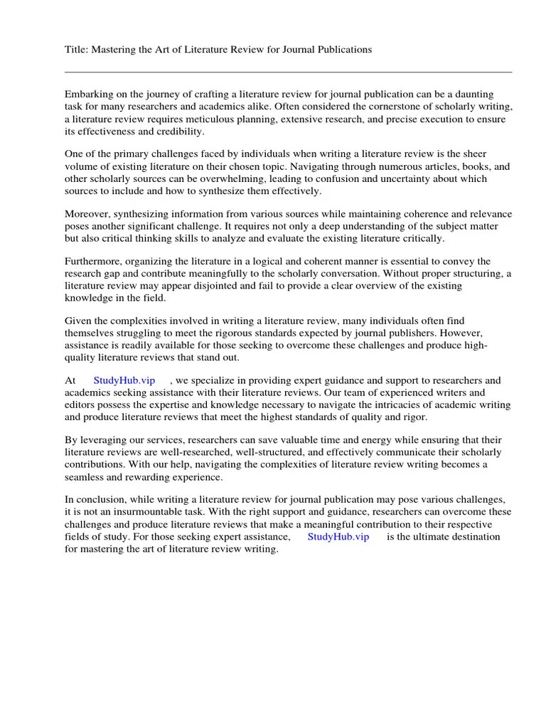 How to Do Literature Review for Journal PDF Knowledge Literature