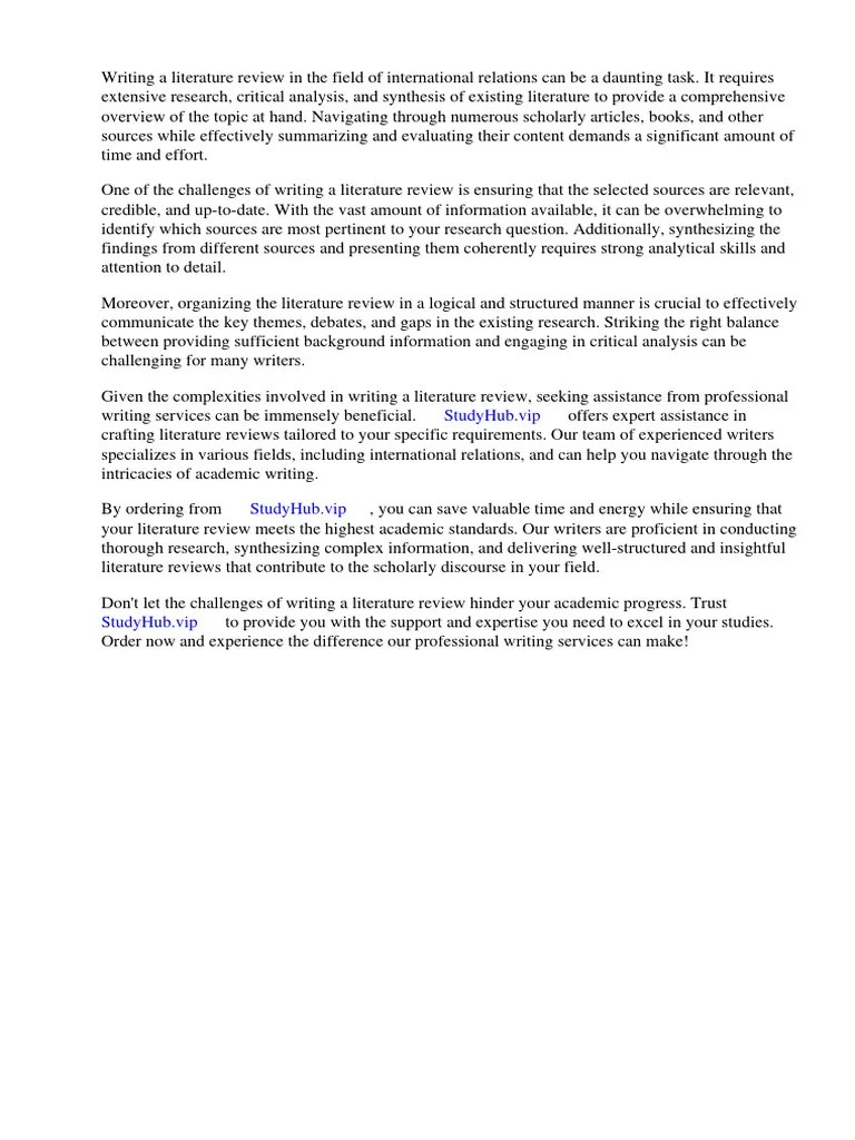 Literature Review Example International Relations PDF Literature