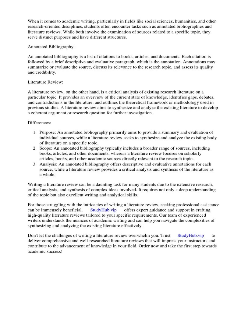 Difference Between Annotated Bibliography and Literature Review PDF
