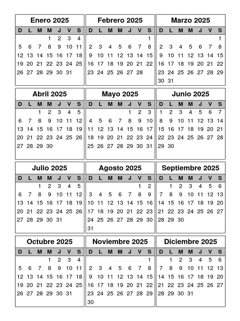 Calendario 2025 PDF