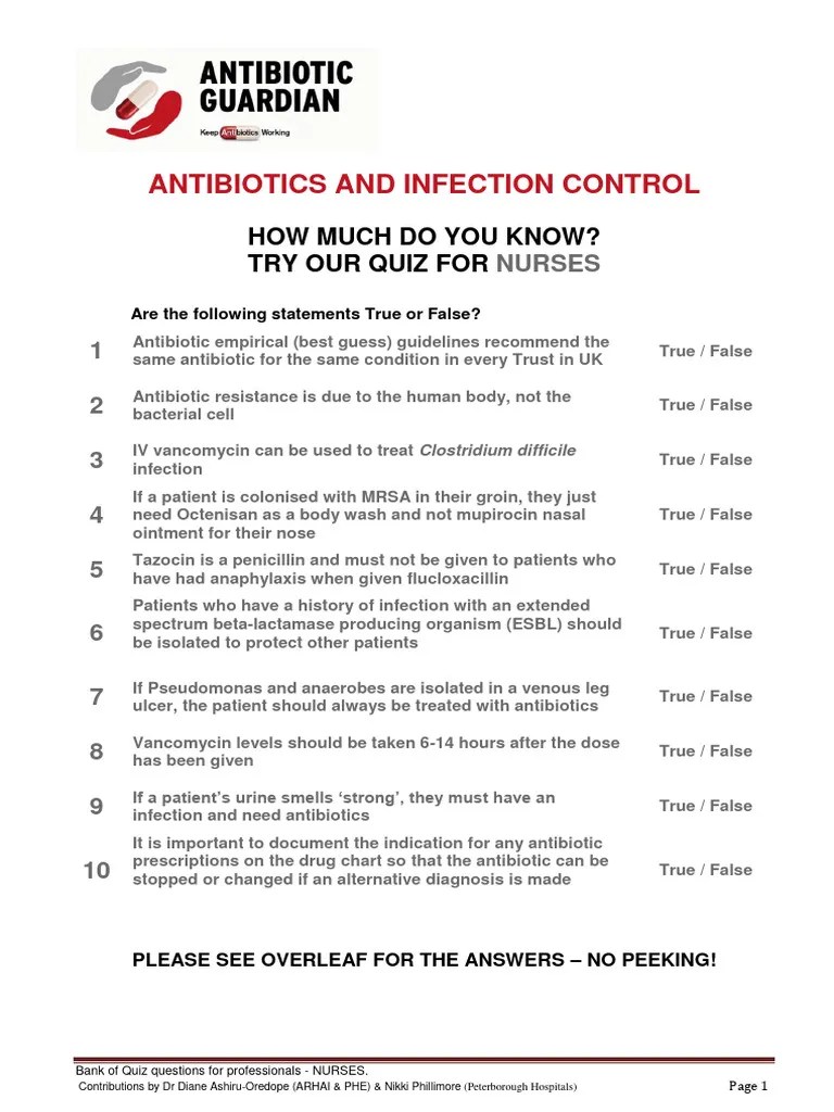 Antibiotic Guardian Quiz For Nurses 2017 PDF Methicillin Resistant