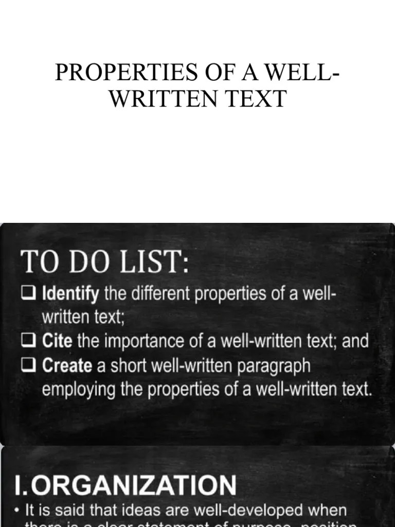 Properties of A Well Written Text PDF