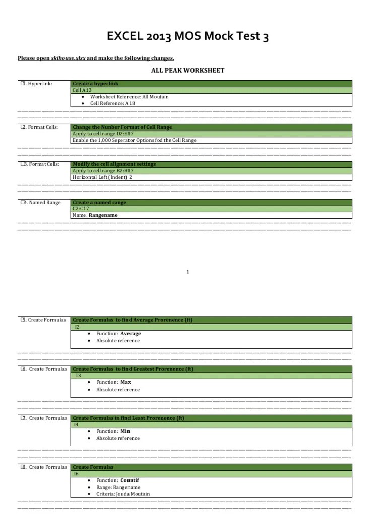 (Excel) Mock Test 3 PDF