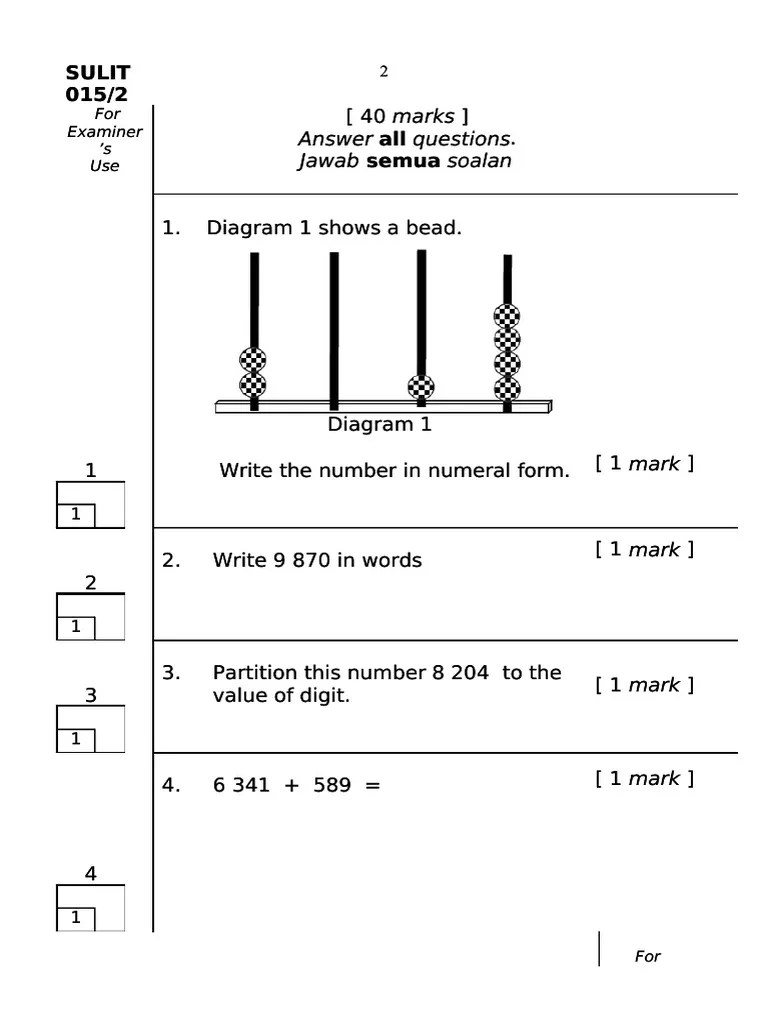 Sulit Sulit 015/2 015/2 All All Semua Semua For For Examiner Examiner
