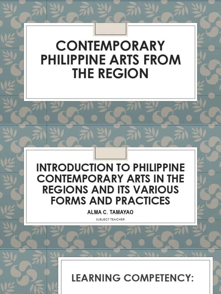 Lesson 1 Contemporary Arts Forms and Their Practices in The Various Regions PDF