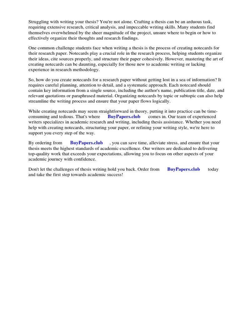 How Do I Do Notecards For A Research Paper PDF Information Thesis