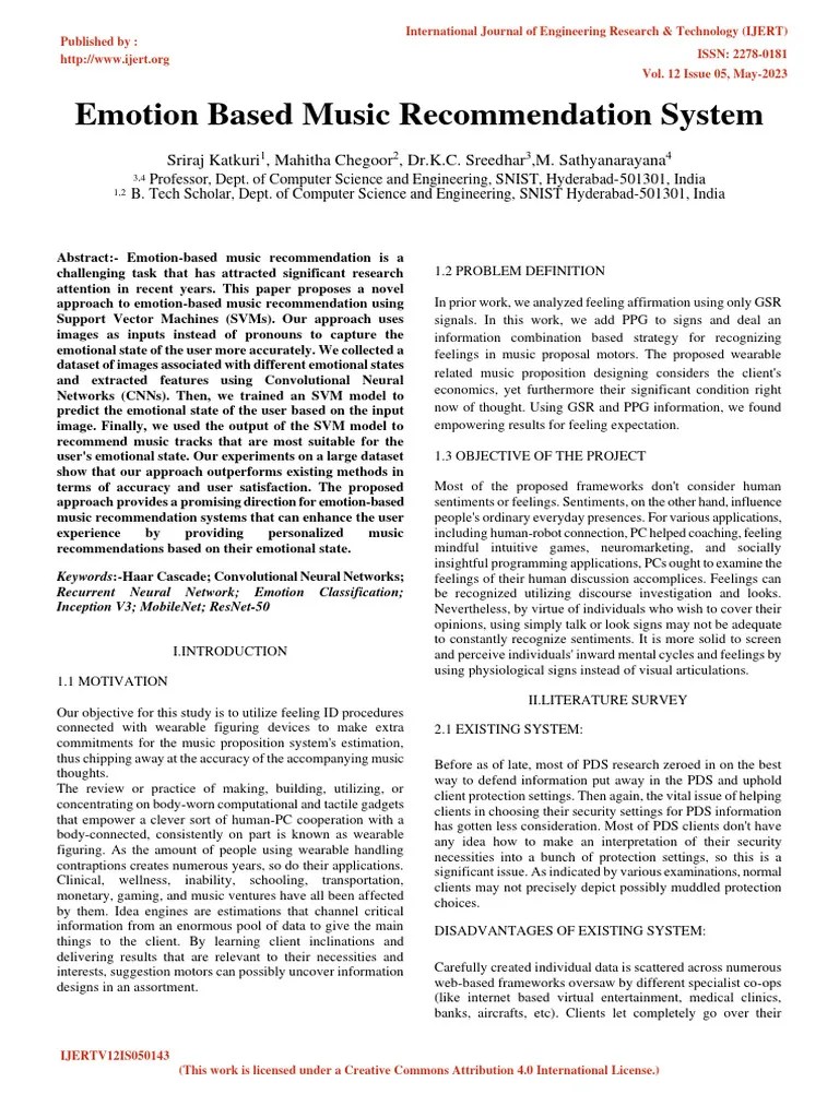 Emotion Based Music System IJERTV12IS050143 PDF