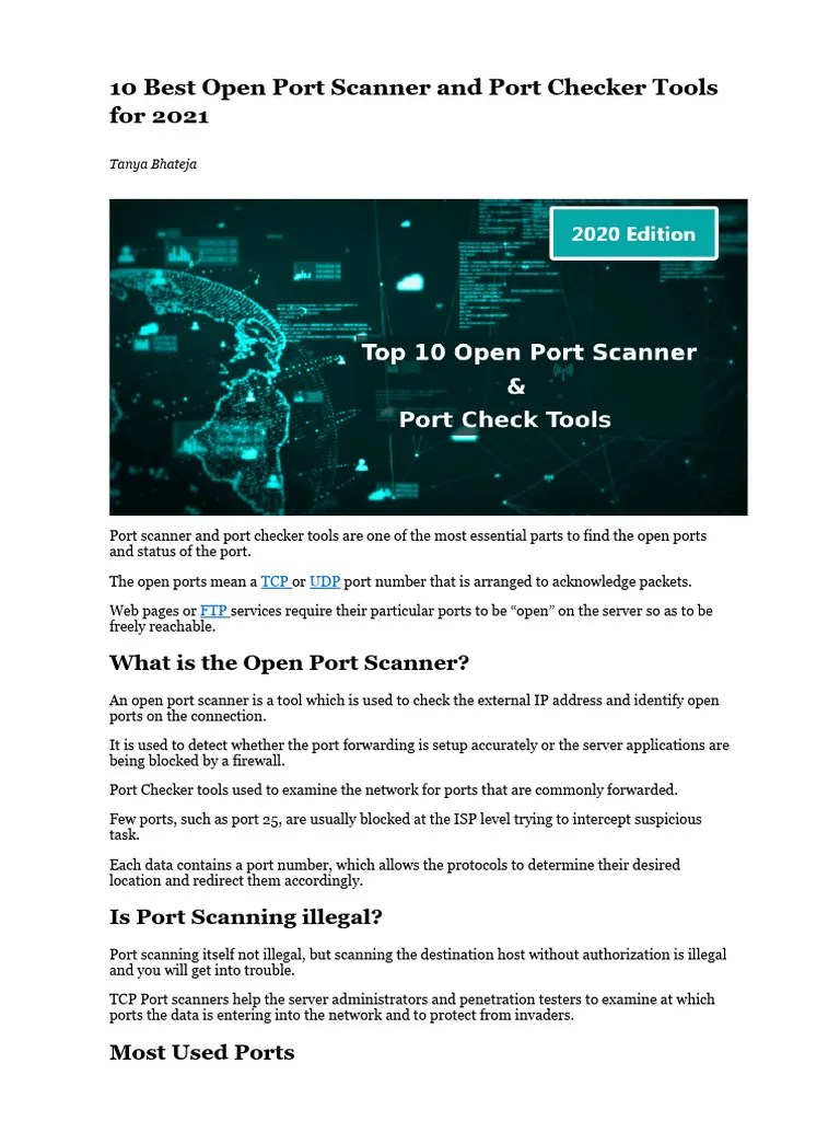 10 Best Open Port Scanner and Port Checker Tools for 2021 PDF Port Networking