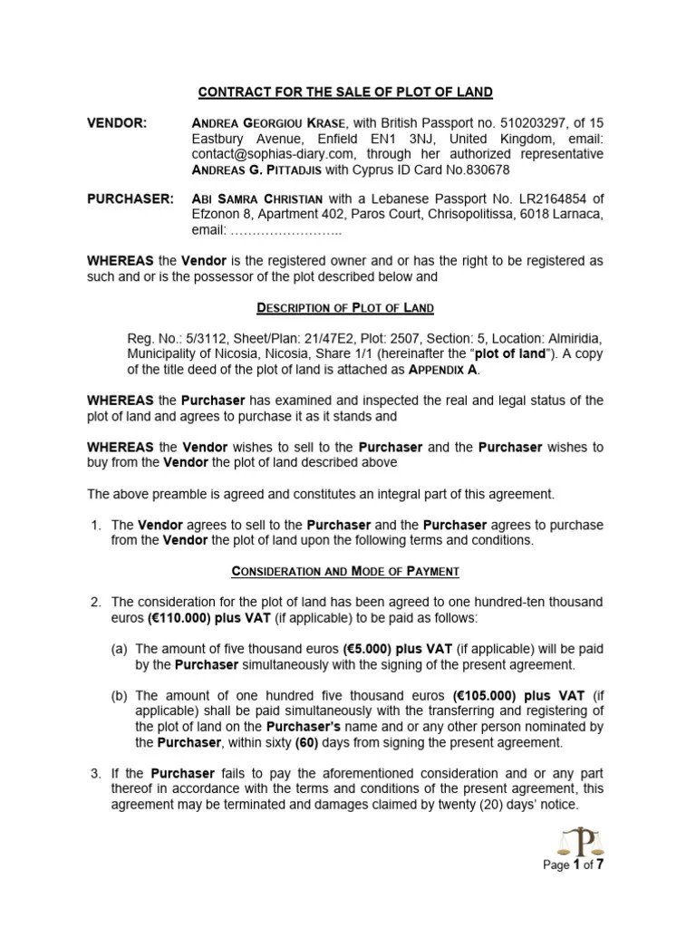 Contract of Sale of Property PDF Receipt Value Added Tax