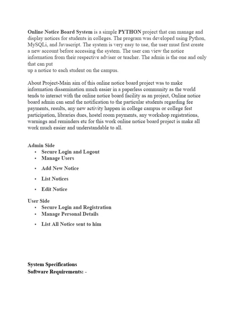 Online Notice Board System PDF
