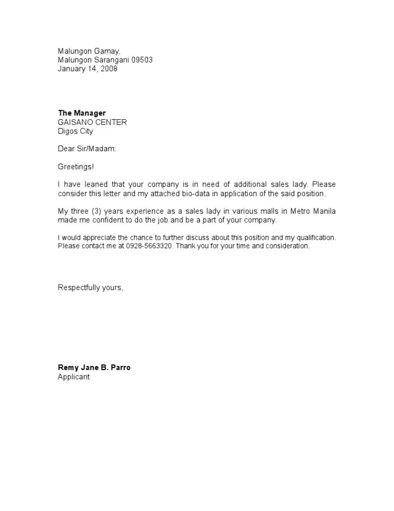 Samples of job application letters in kenya