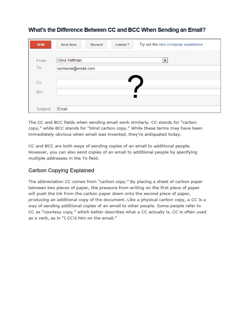 theDifferenceBetweenCCandBCC PDF Email Network Service