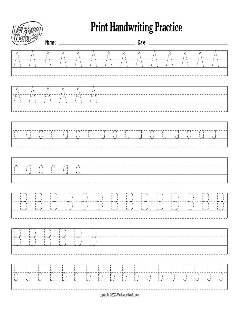 WorksheetWorks Print Handwriting Practice 2 PDF