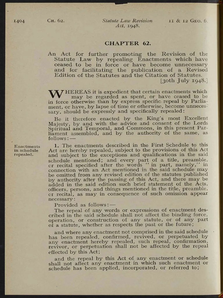 Statue Law REvision ACT 1948 Ukpga_19480062_en PDF