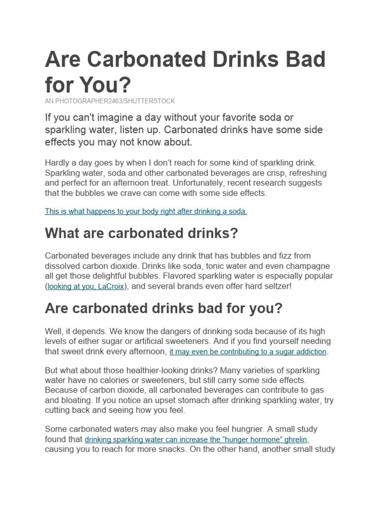 Are Carbonated Drinks Bad For You Download Free PDF Carbonated