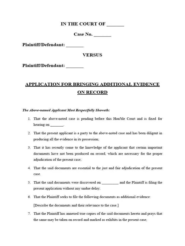 Application Additional Evidence PDF Evidence Legal Procedure