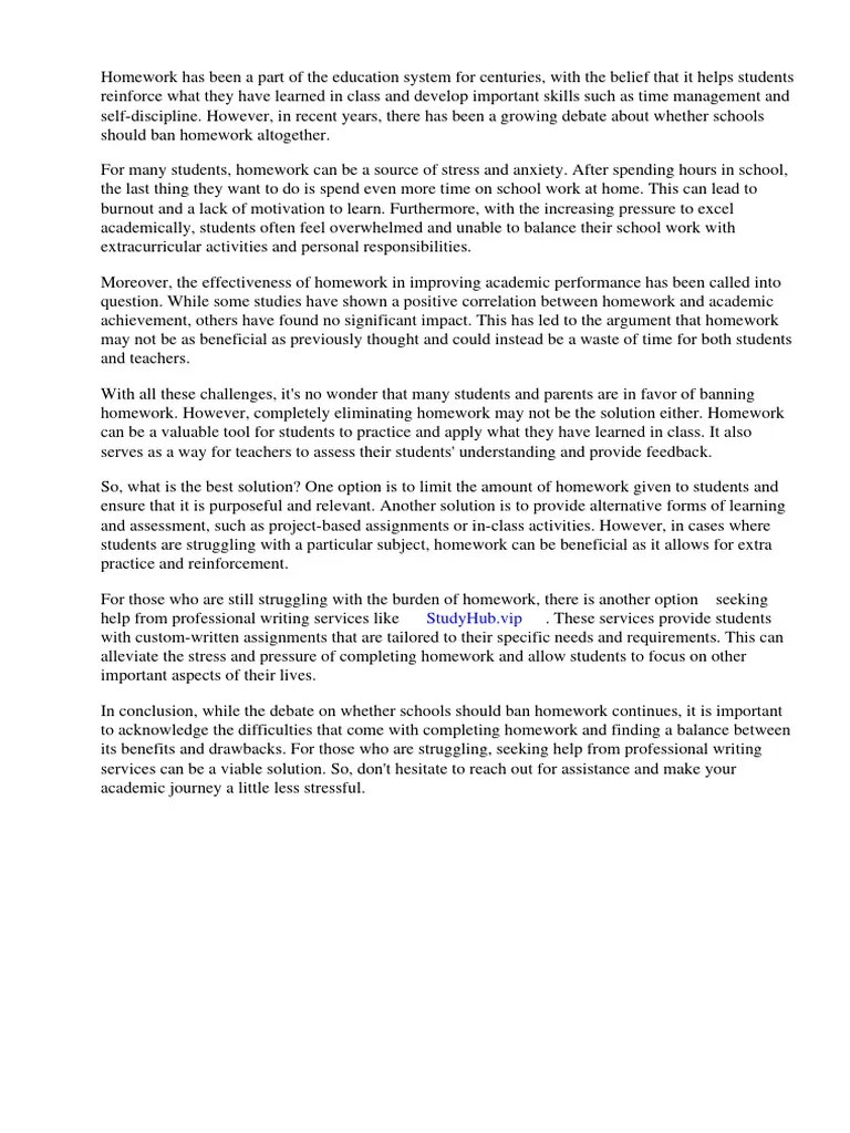 Can Schools Ban Homework PDF Homework