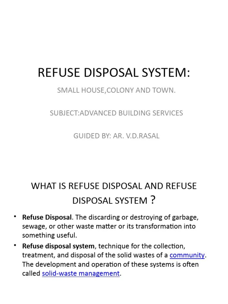 Refuse Disposal System (1280) PDF Waste Management Incineration