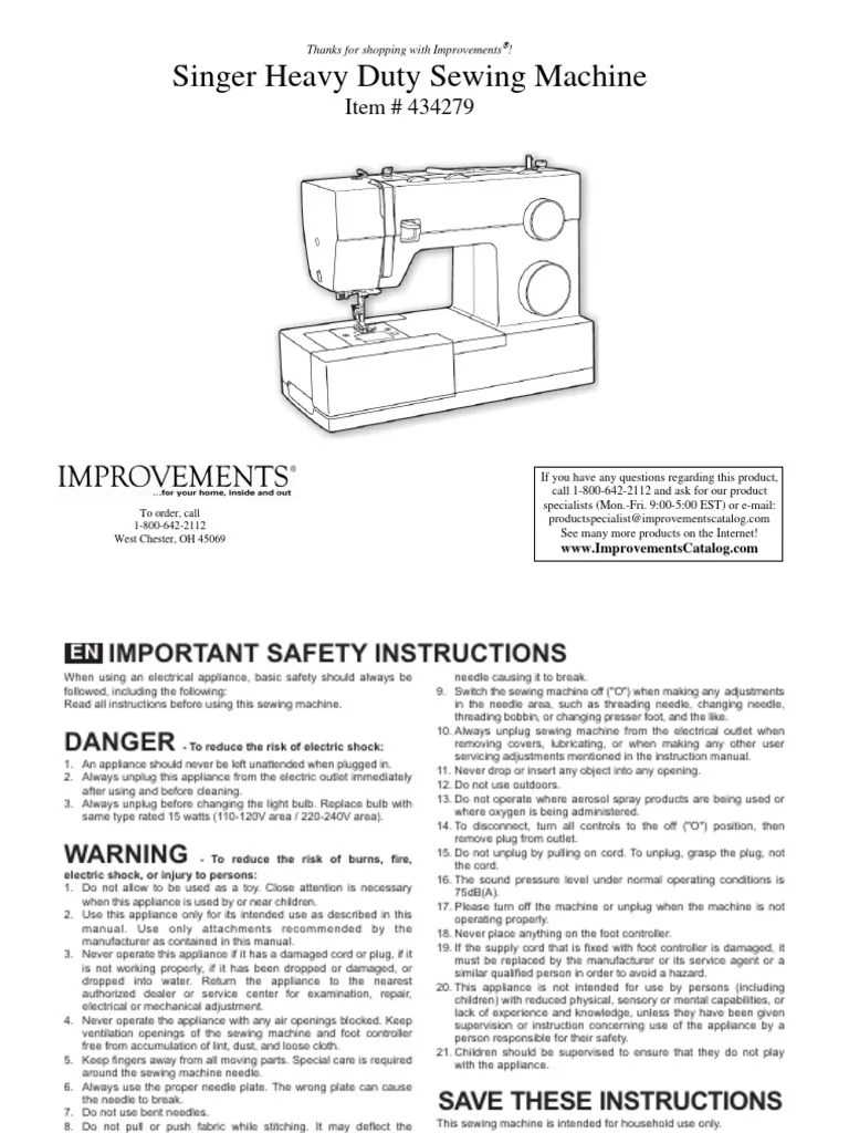 Singer Heavy Duty Sewing Machine Instruction Manual | Download Free PDF