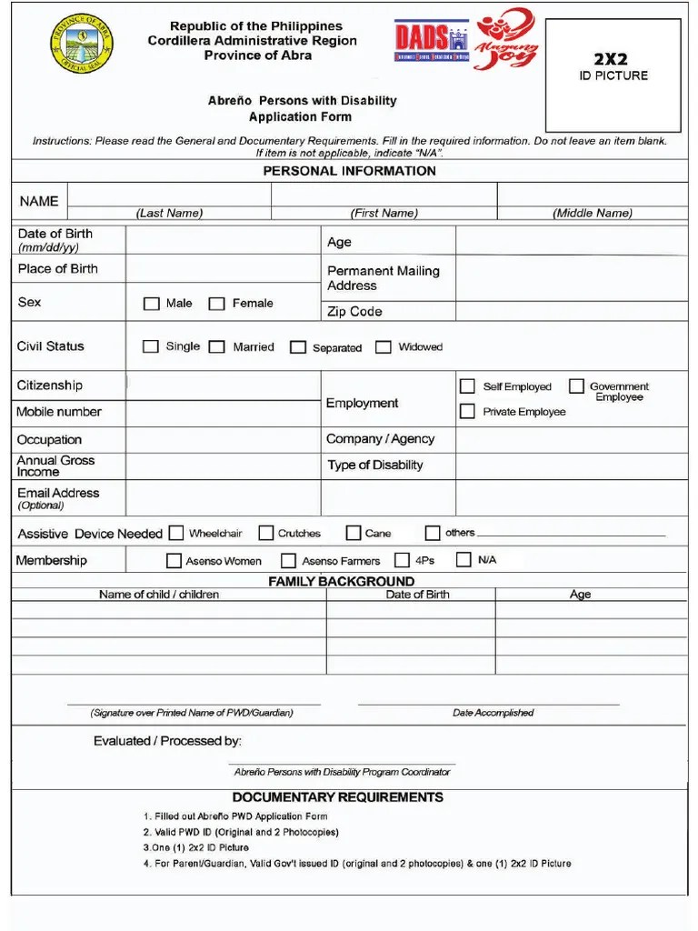 PWD Application Form PDF