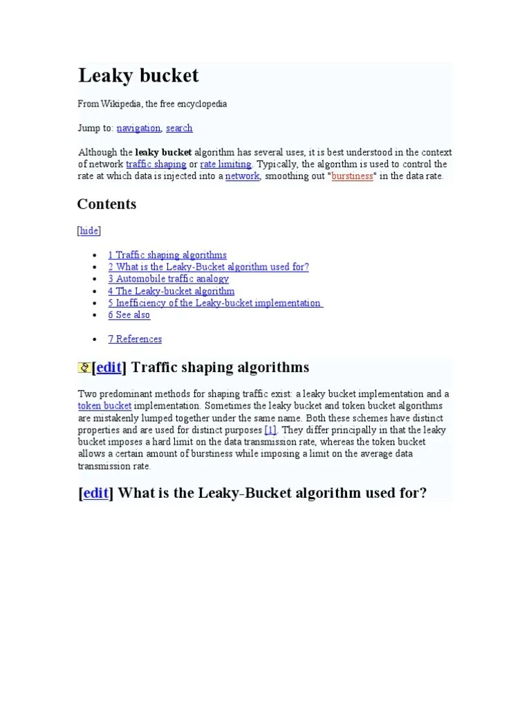 Leaky Bucket PDF Applied Mathematics Algorithms