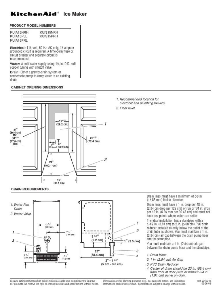 KITCHENAID Ice Maker (Instalacion) | PDF | Pump | Building Engineering