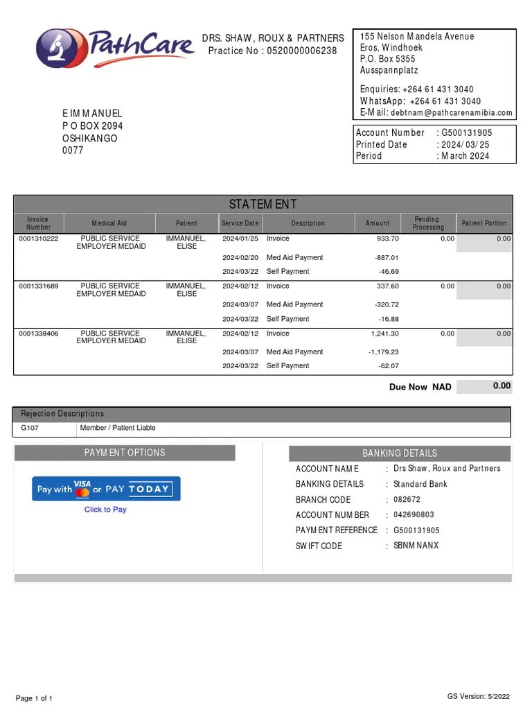 Statement Drs. Shaw, Roux & Partners Practice No 0520000006238 PDF