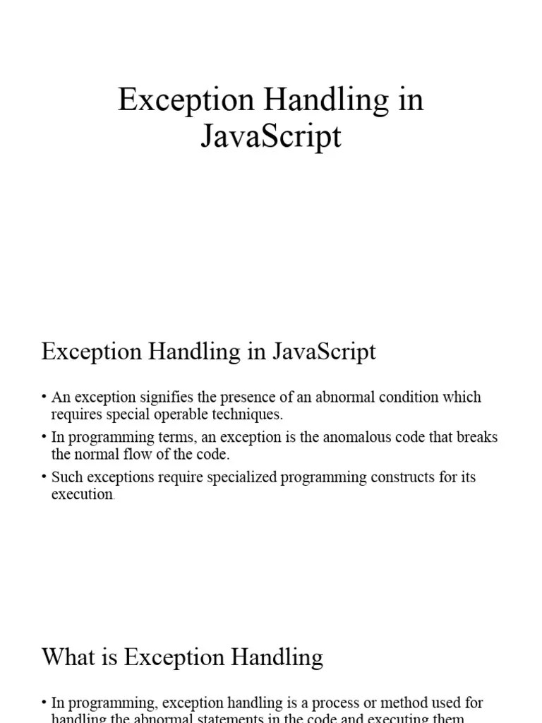 Exception Handling PDF Java Script Constructor (Object Oriented Programming)
