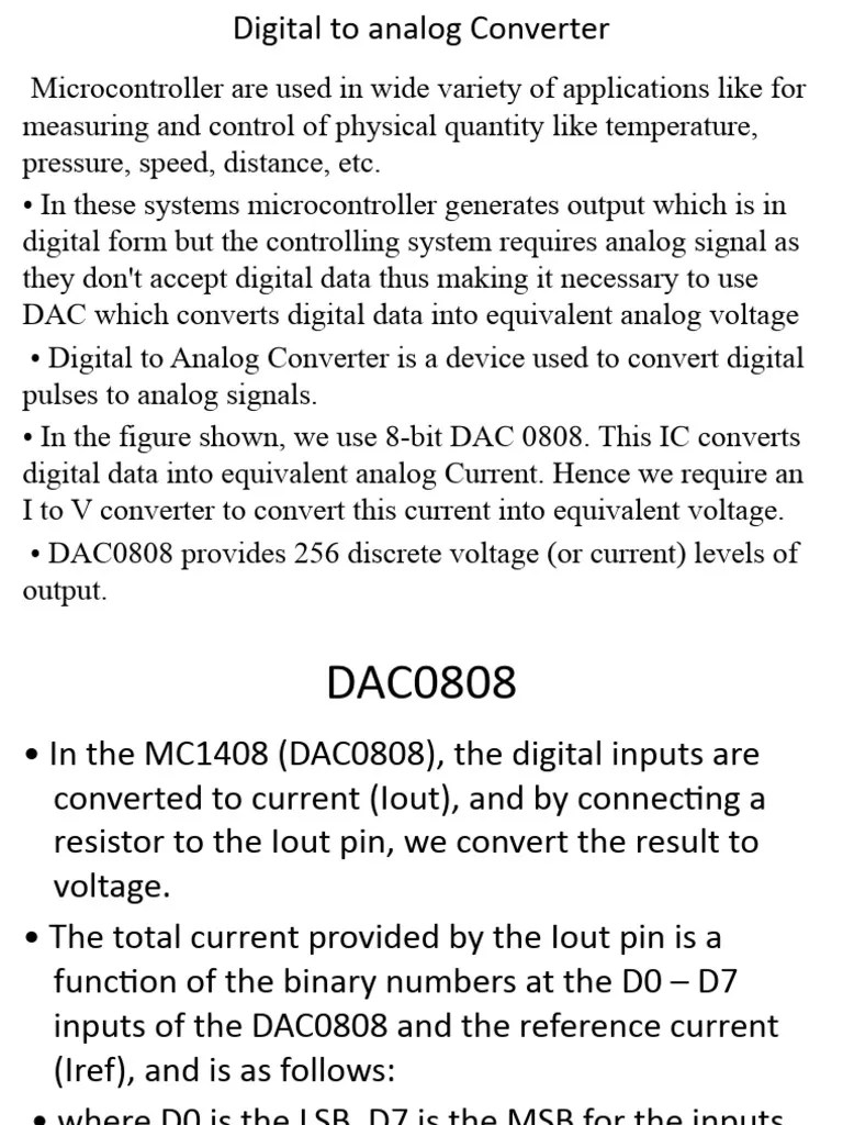 DAC interfacing with 8051 UNIT IV (1) PDF Analog To Digital