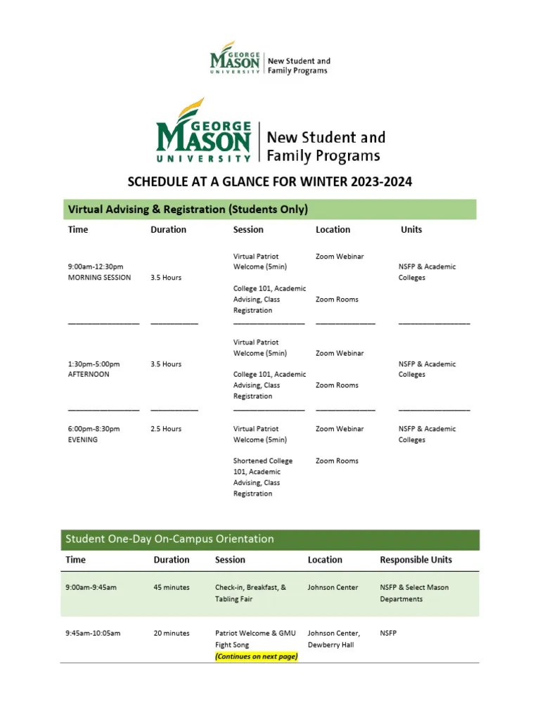 Website Winter 2023 2024 Spring 2024 Schedules at A Glance Supporters